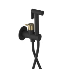 Sapho UT013BG ULTRAMIX bateria podtynkowa do bidetu z prysznicem Stop okrągły czarny mat/złoto mat