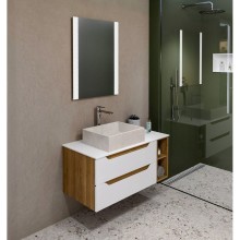 Sapho KSET-090 WAVE 80+20 zestaw łazienkowy biała/dąb cuneo