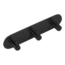 Sapho 32203B Samoprzylepny haczyk potrójny okrągły czarny mat