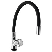 Aqualine ZY1807F Zawór stojący 1/2" z elastyczną wylewką chrom/czarny mat