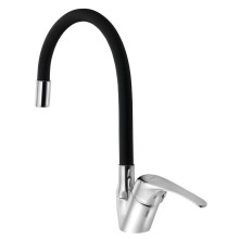 Aqualine 1107-65F KASIOPEA 35 bateria kuchenna z elastyczną wylewką chrom/czarny Matt