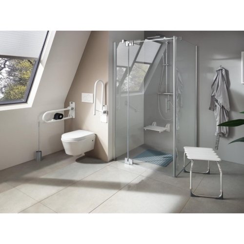 Ridder A172101 Handicap taboret łazienkowy regulowana wysokość chrom/biały