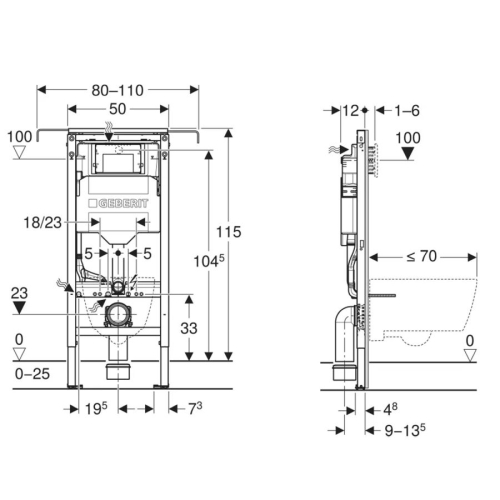 Geberit 111.355.00.6 GEBERIT DUOFIX spłuczka podtynkowa Sigma 12cm do połączenia ze ścianą boczną