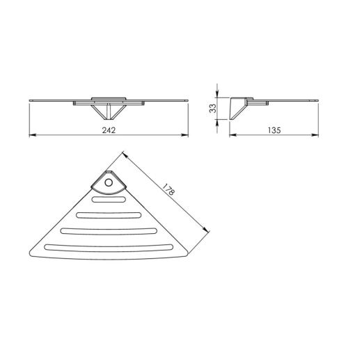 Gedy ES80 Półka narożna do kabiny prysznicowej 178x178mm ABS/stal nierdzewna polerowana