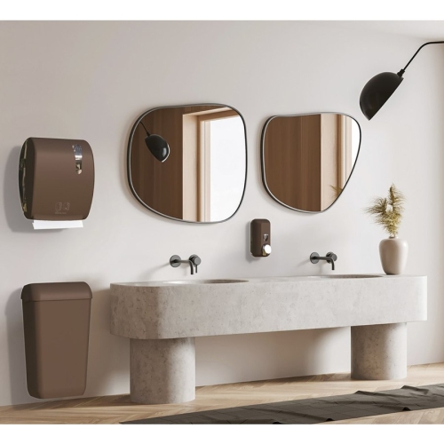 MARPLAST A74020DB ECOLORED ścienny kosz na śmieci z pokrywą 23l ABS Soft Touch brązowy