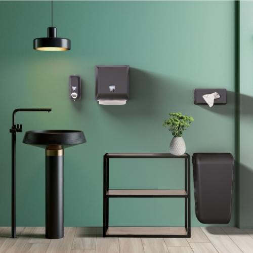 MARPLAST A74020VB ECOLORED ścienny kosz na śmieci z pokrywą 23l ABS Soft Touch czarny mat