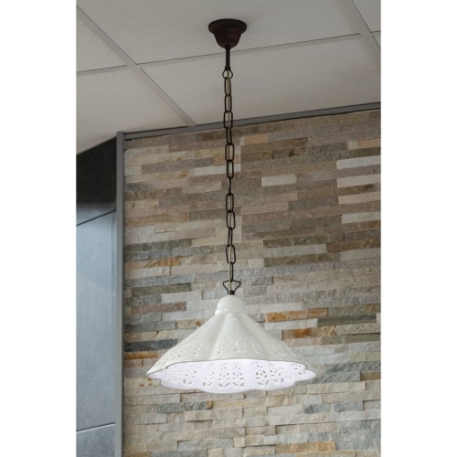Sapho MC111C LAMPEDUSA lampa wisząca E27 60W 230V IP21 klosz ceramiczny 30cm mosiężny łańcuch