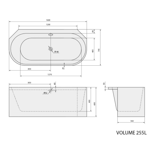 Polysan 33611MAL ASTRA AL MONOLITH wanna narożna 160x75x60cm biała