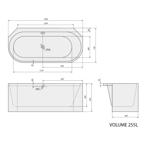 Polysan 34611MAR ASTRA AR MONOLITH wanna narożna 160x75x60cm biały