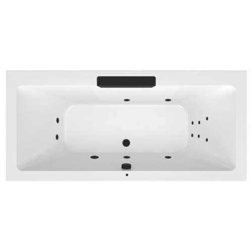 Polysan 73836.102.3030 CASCATA wanna z hydromasażem 185x85x45cm kaskada czarna Attraction Hydro chrom