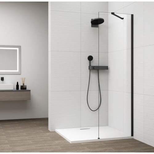 Polysan ES1050-02 Esca Black Matt jednoczęściowa kabina przysznicowa Walk-In szkło czyste 500 mm