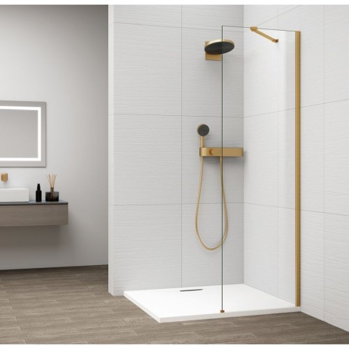Polysan ES1060-04 Esca Gold Matt jednoczęściowa kabina przysznicowa Walk-In szkło czyste 600 mm