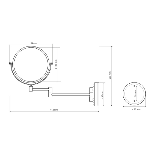 Sapho XP012G Wiszące lusterko kosmetyczne średnica 140mm dwustronne złoto