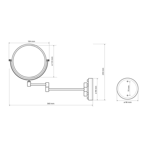 Sapho XP012CH Wiszące lusterko kosmetyczne średnica 140mm dwustronne chrom