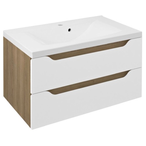 Sapho WA080-3025 WAVE szafka umywalkowa 797x45x478cm biała/dąb cuneo