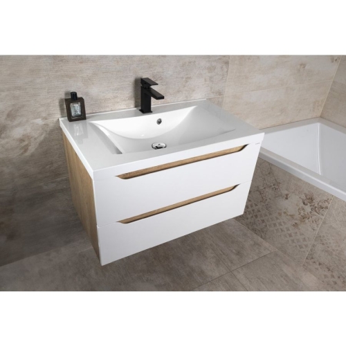 Sapho WA080-3025 WAVE szafka umywalkowa 797x45x478cm biała/dąb cuneo