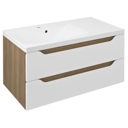 Sapho WA092-3025 WAVE szafka umywalkowa 897x45x478cm lewa biała/dąb cuneo