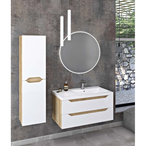 Sapho WA093-3025 WAVE szafka umywalkowa 897x45x478cm prawa biała/dąb cuneo
