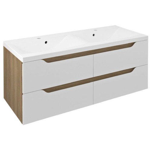 Sapho WA120-3025 WAVE szafka umywalkowa 1197x50x478cm biała/dąb cuneo