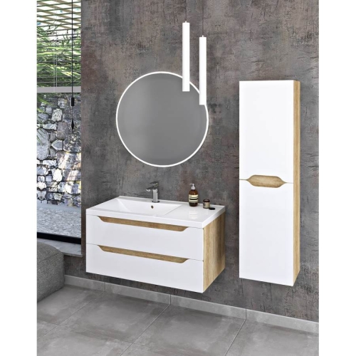 Sapho WA250-3025 WAVE szafka wysoka 40x140x20cm biała/dąb cuneo