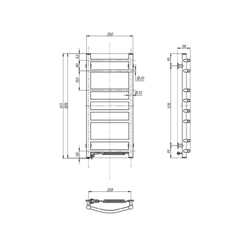 Aqualine SU140 SUPE elektryczna suszarka na ręczniki 360x800mm 107W biały