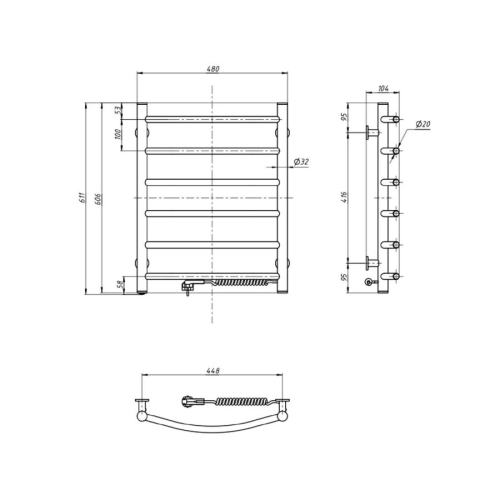 Aqualine SU148 SUPE elektryczna suszarka na ręczniki 480x600mm 148W biały
