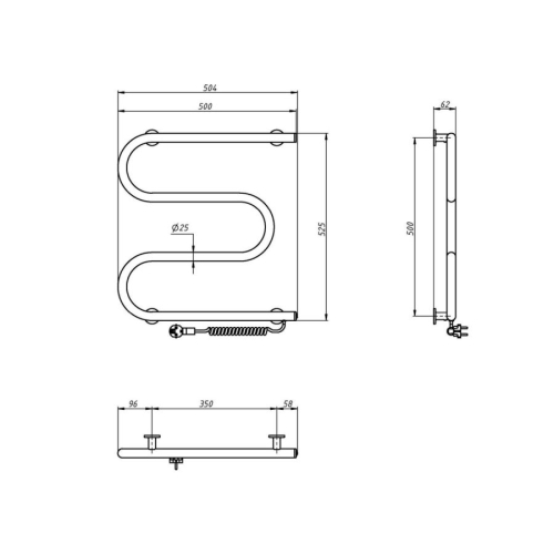 Aqualine SU155 VIPE elektryczna suszarka na ręczniki 500x500mm 59W biały