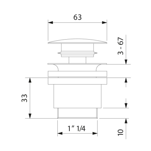 Sapho MI059 MINIMAL odpływ umywalkowy 5/4” click-clack duży korek stal nierdzewna mat