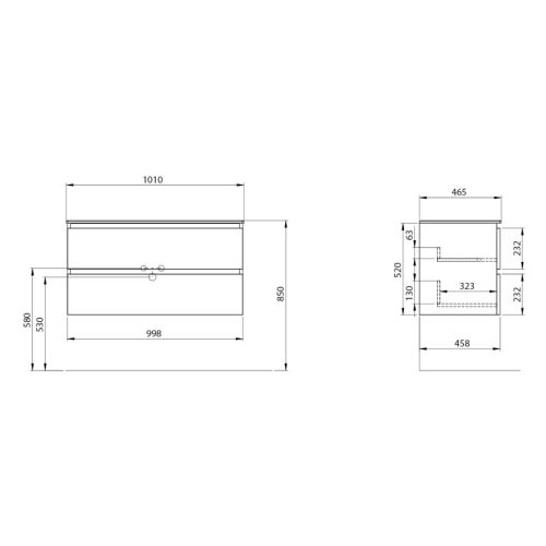 Sapho EZ101-1616 EZARA szafka pod umywalkę 998x52x46cm sosna rustykalna