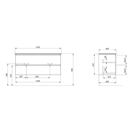 Sapho EZ121-1111 EZARA szafka pod umywalkę 120x55x46cm dąb srebrny