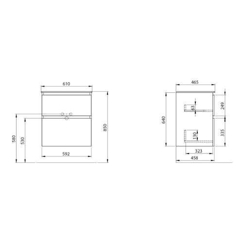 Sapho EZ601-2222 EZARA szafka pod umywalkę 592x64x46cm dąb alabama