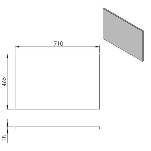 Sapho CR071-2525 Blat DTDL 71x18x465cm dąb cuneo
