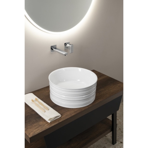 Sapho AR459 ALETTE ceramiczna umywalka nablatowa wysoka średnica 41cm biały