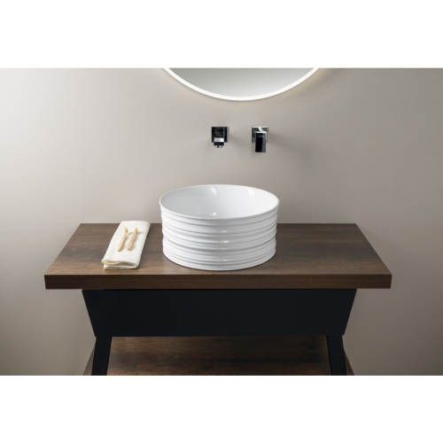 Sapho AR459 ALETTE ceramiczna umywalka nablatowa wysoka średnica 41cm biały
