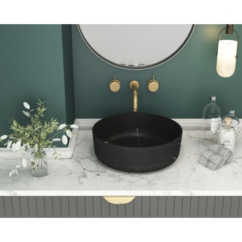 Sapho 2401-52 Blok kamienna umywalka nablatowa średnica 40cm czarny mat Marquin