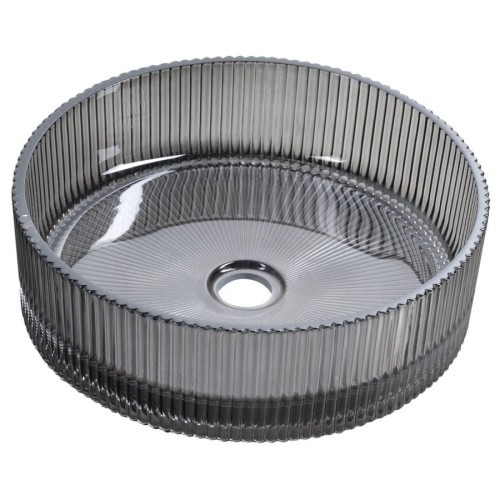 Sapho TY317B ANHELO grawerowana szklana umywalka nablatowa średnica 395cm czarny