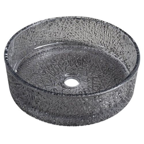 Sapho TY323B ERSEL grawerowana szklana umywalka nablatowa średnica 395cm czarny