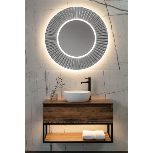 Sapho PD952 PRIDE STRIP okrągłe lustro z oświetleniem LED w ramie średnica 90cm srebro