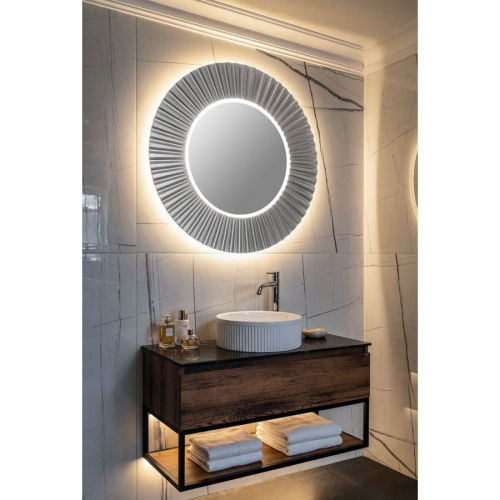 Sapho PD952 PRIDE STRIP okrągłe lustro z oświetleniem LED w ramie średnica 90cm srebro