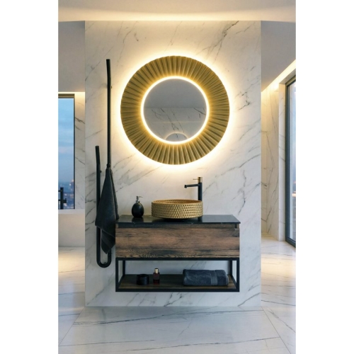 Sapho PD950 PRIDE STRIP okrągłe lustro z oświetleniem LED w ramie średnica 90cm złoto