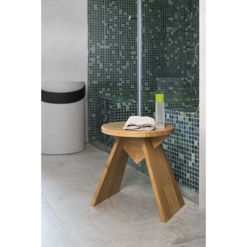 Sapho AS420 ASTYLE okrągły taboret średnica 36x41cm lite drewno dąb naturalny