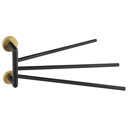 Sapho WS022BG LARISSA wieszak na ręczniki potrójny obrotowy 350mm czarny/złoty mat