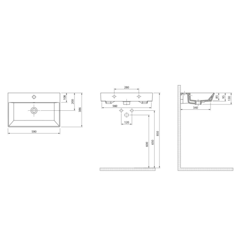 Aqualine 27060 Orion umywałka ceramiczna 59x386cm biały