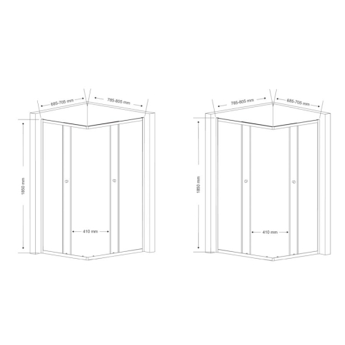 Aqualine HLF708Y AGGA prostokątna kabina prysznicowa 800x700mm szkło czyste