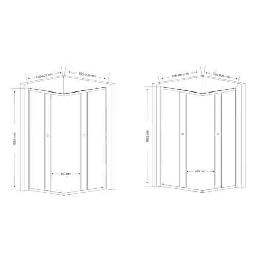 Aqualine HLF809Y AGGA prostokątna kabina prysznicowa 900x800mm szkło czyste