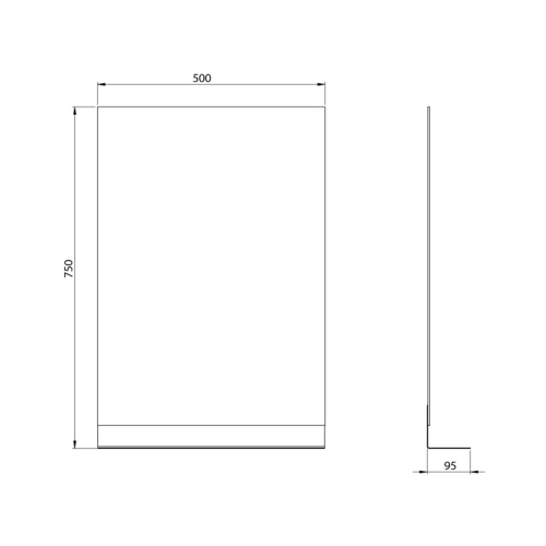 Aqualine 22492S Lustro z półką 50x75cm CU free czarny mat