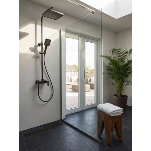 Aqualine FY690GM FLERY kolumna prysznicowa z baterią dźwigniową obrotowym ramieniem gun metal