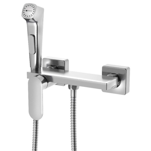 Aqualine TJ042 Bateria bidetowa ścienna ze Stop słuchawką bidetową i półką chrom