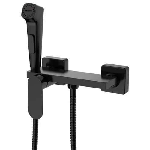 Aqualine TJ042B Bateria bidetowa ścienna ze Stop słuchawką bidetową i półką czarny