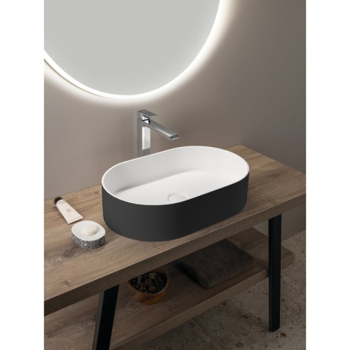 Sapho WN205-41 THIN umywalka nablatowa Rockstone 55x35cm carina/biały mat